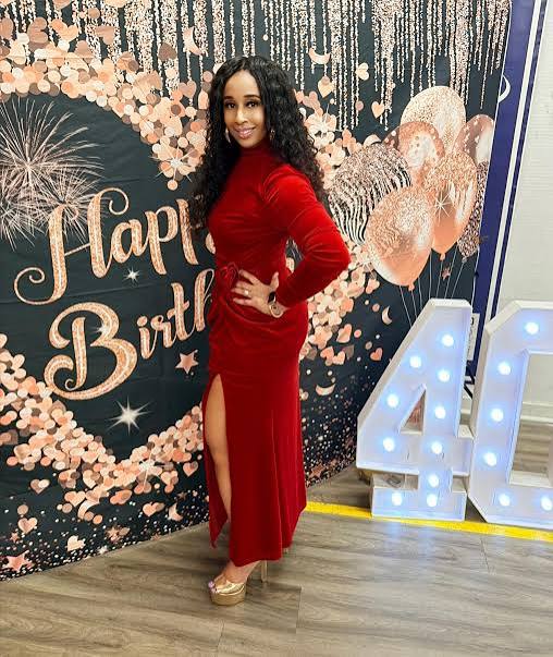 Red Velvet Long-Sleeved Dress for a 40th Birthday Celebration — 40th Birthday Outfits 2027