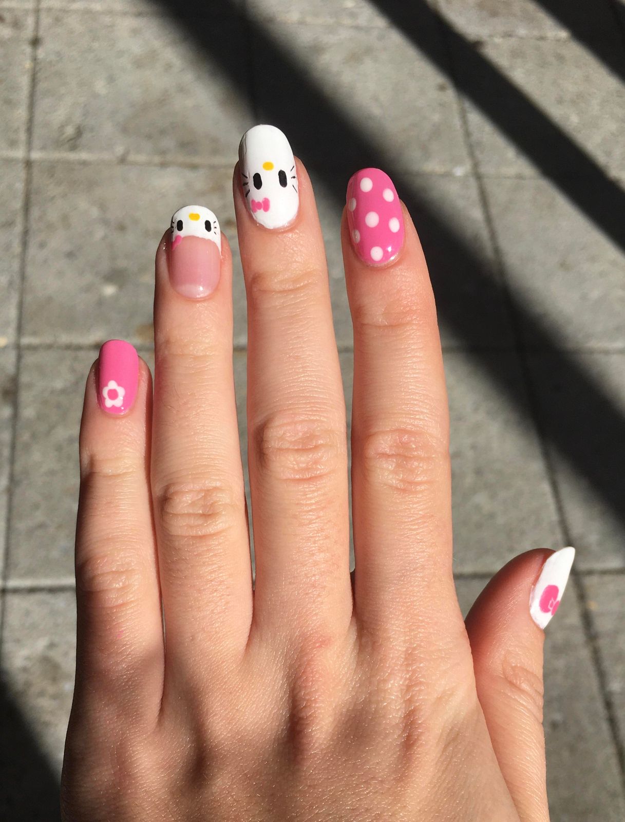 Glossy Hand-Painted Hello Kitty Red Polka Dots Glossy Hand-Painted Hello Kitty Red Polka Dots — Hello Kitty Nails 2027 for Kids