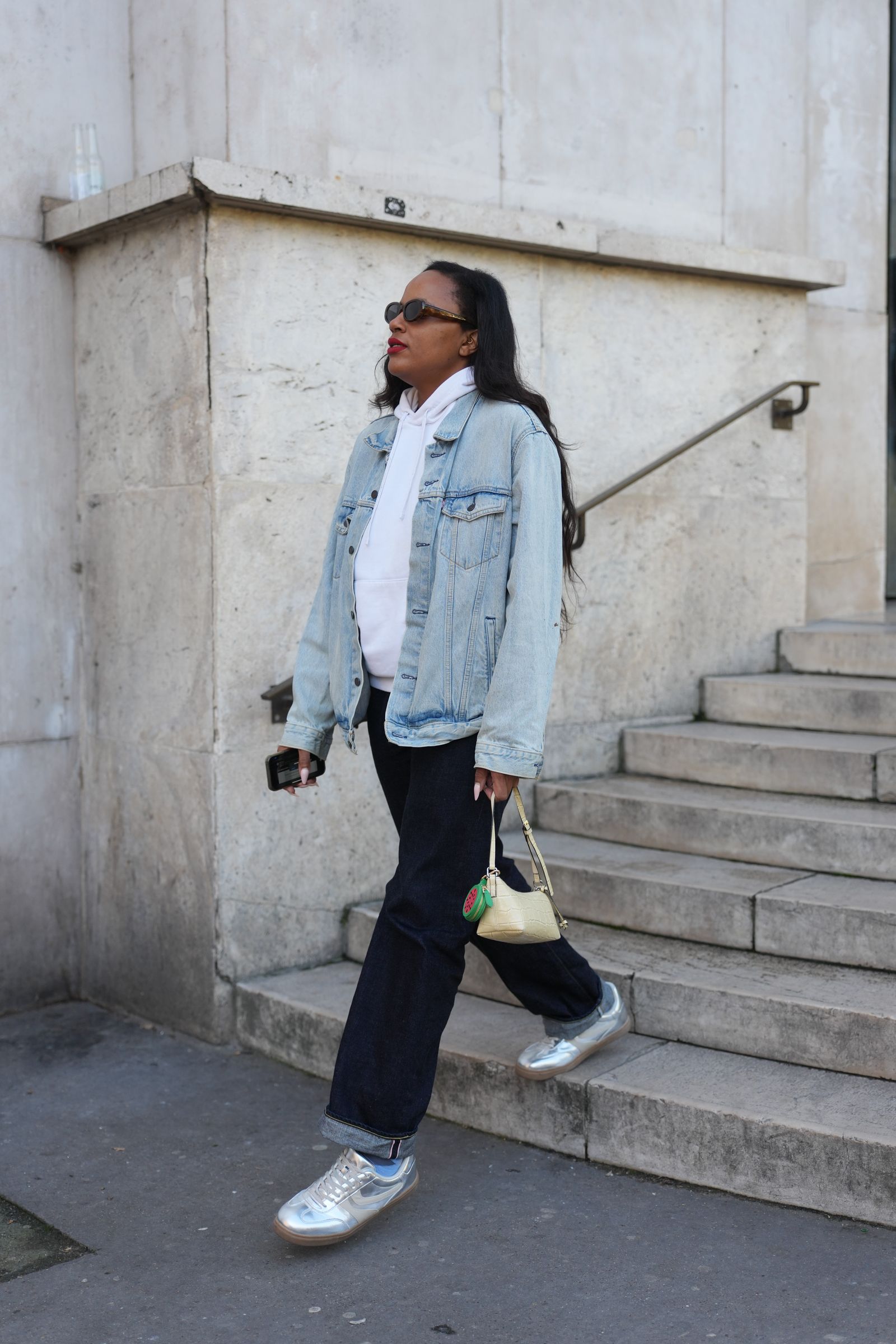 Contrasting Textures: Denim Jacket with Flared Jeans and Flip-Flops — Denim Jacket Outfits 2027