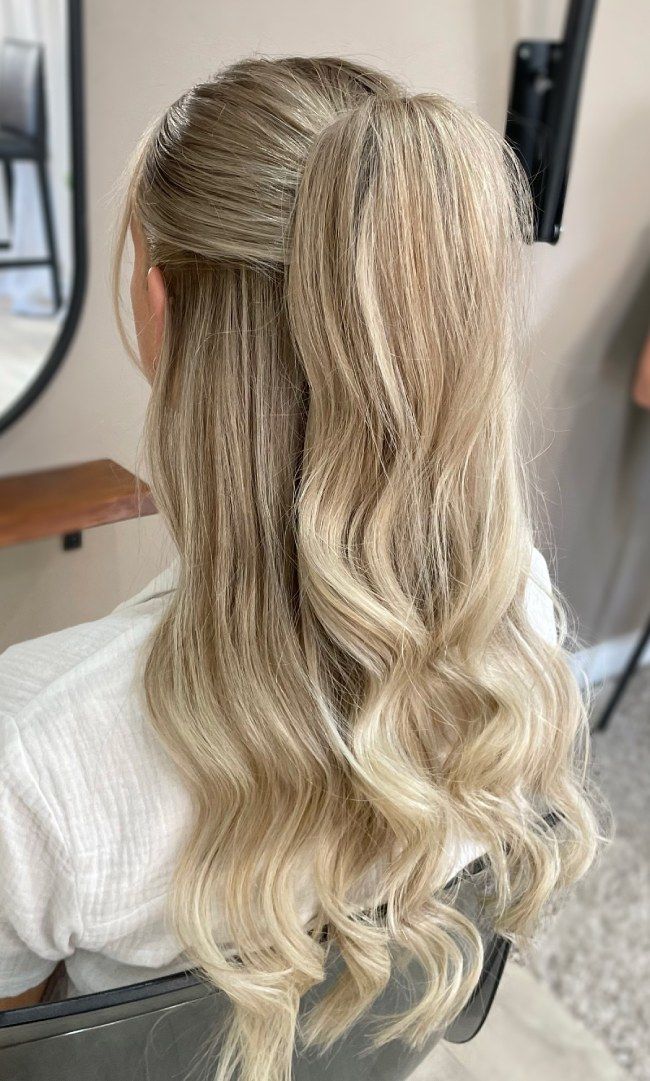 Blonde Highlighted Half Up Blonde Highlighted Half Up — Half Up Ponytail Hairstyles 2027