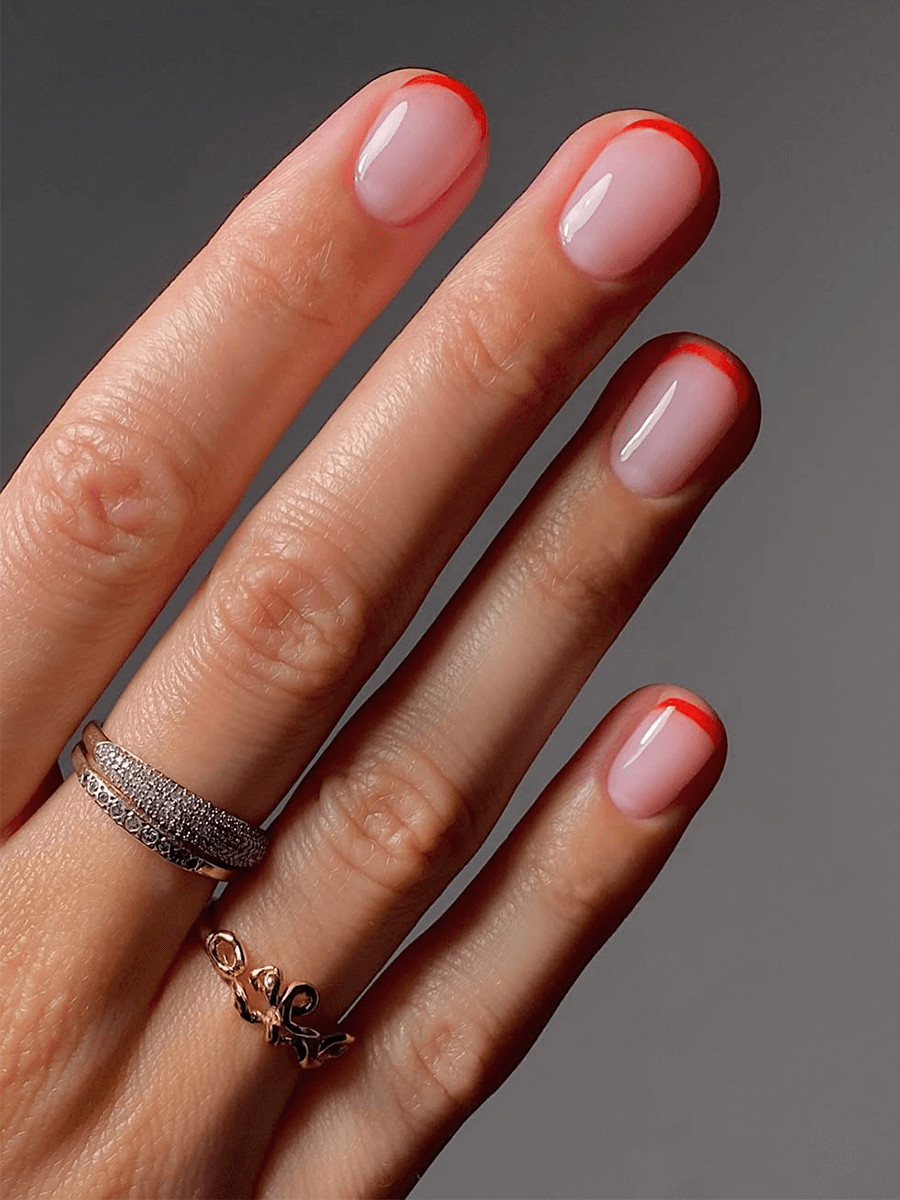 Thin Red Line French Short Squares Thin Red Line French Short Squares — Nails 2027 for Short Nail Beds