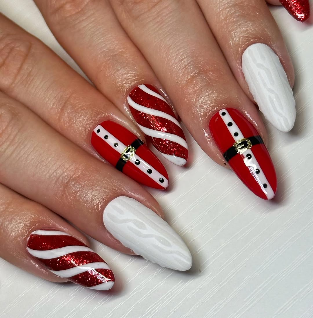 Glossy And Matte Visual Idea — Long Christmas Nails 2026