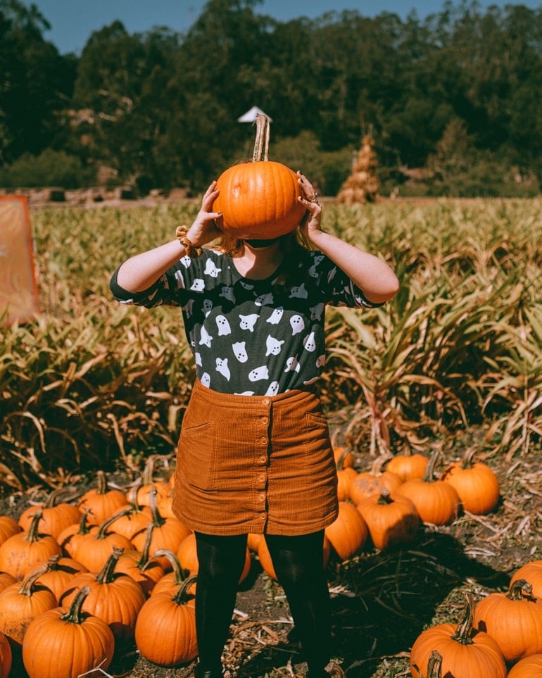 Corduroy Mini Skirt and Ghost Print Tee for a Festive Farm Fun Corduroy Mini Skirt and Ghost Print Tee for a Festive Farm Fun — Farm Outfits 2027