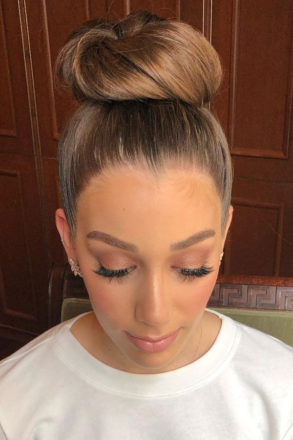 High Shine Medium Brown Bun High Shine Medium Brown Bun — Sleek Bun 2027