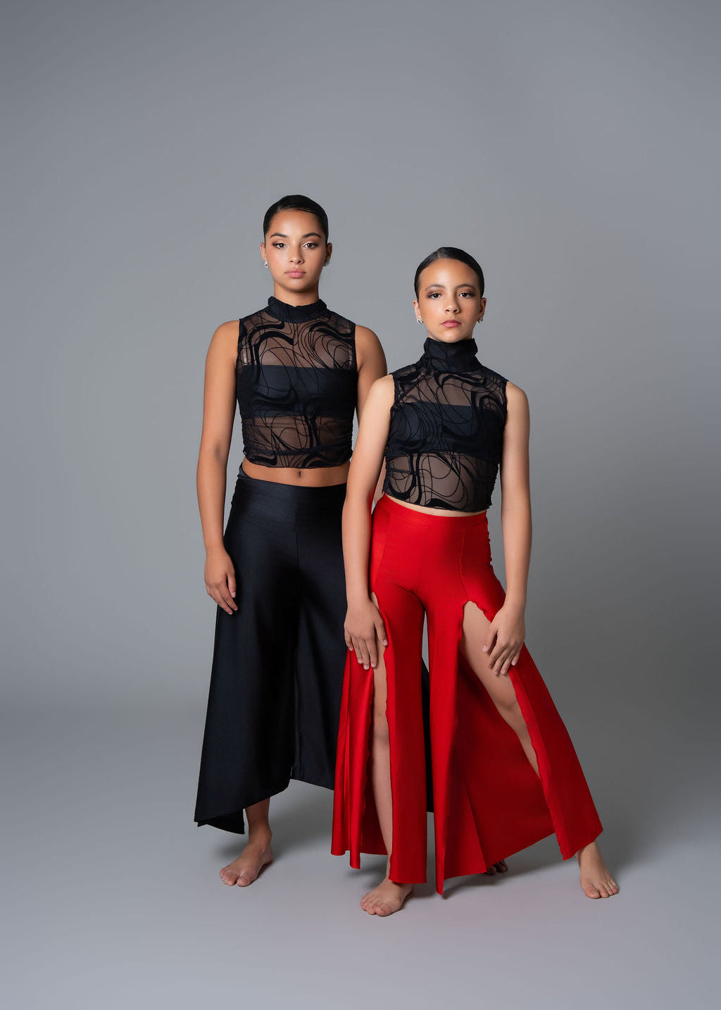 Sheer Sleekness: Mesh Tops with Wide-Leg Pants Sheer Sleekness: Mesh Tops with Wide-Leg Pants — Dance Outfits 2027
