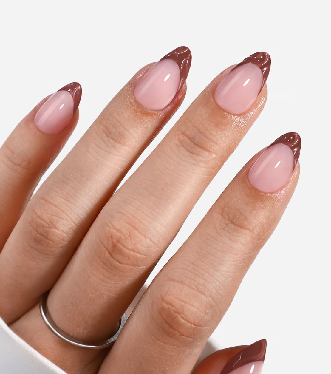 Dark Brown French Almond Nails Dark Brown French Almond Nails — Fall French Tip Nails 2026