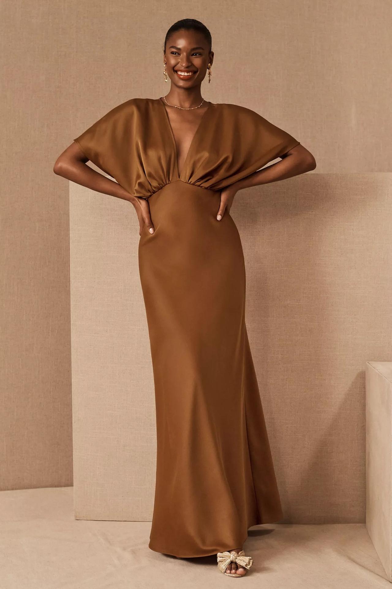 Effortless Elegance: Caramel Satin Wrap Dress for Daytime Birthdays Effortless Elegance: Caramel Satin Wrap Dress for Daytime Birthdays — Birthday Dresses 2027