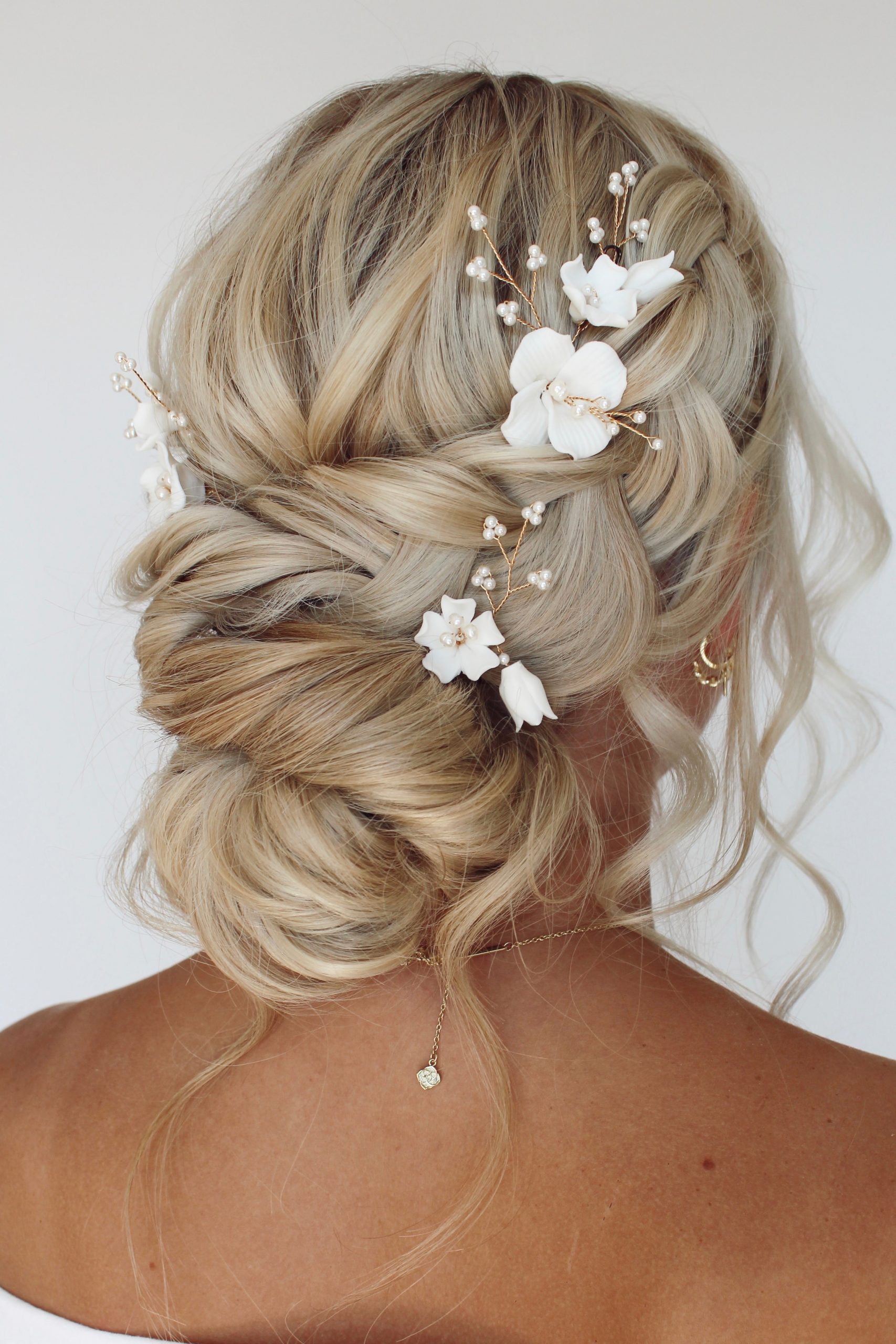 Blonde Braided Updo With Pearls — Bride Hairstyles 2027