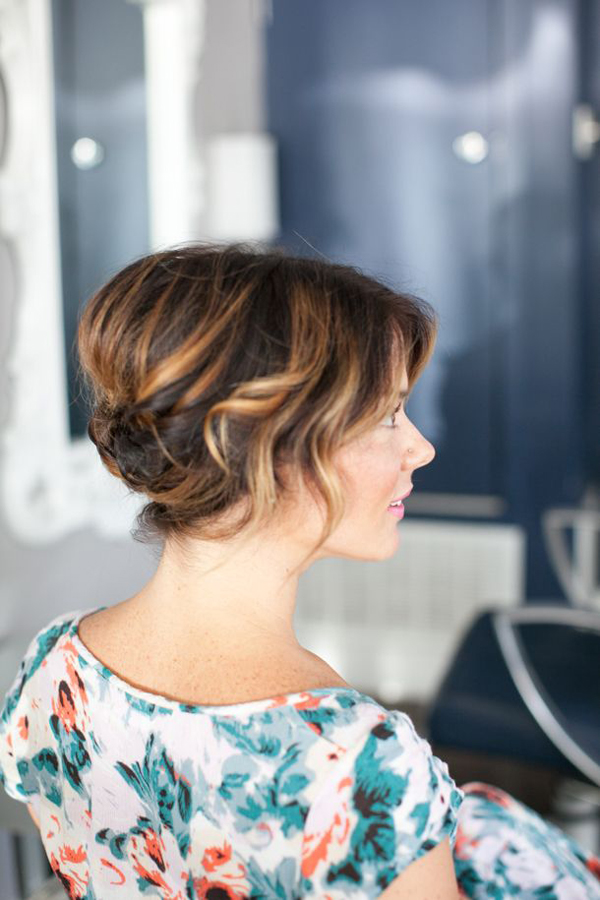 Brown Bob Half-Updo with Braided Sections Brown Bob Half-Updo with Braided Sections — Updos 2027 for Short Hair