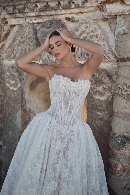 All-Over Lace Texture: Strapless Ballgown — Wedding Dress Trends 2027