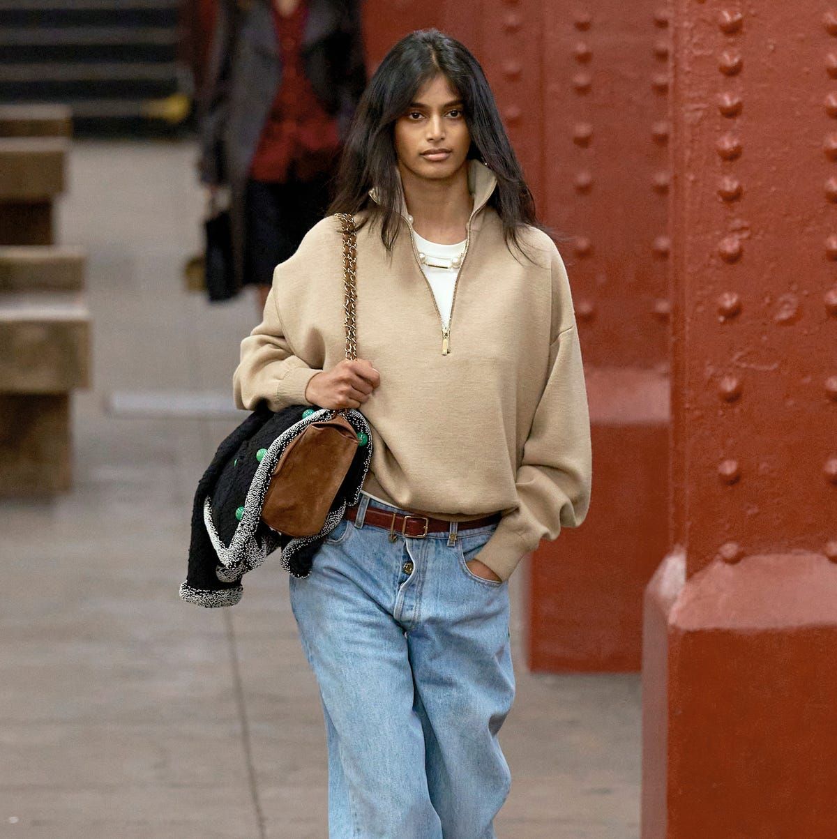 Casual Layers: Light Blue Jeans with a Beige Sweatshirt Casual Layers: Light Blue Jeans with a Beige Sweatshirt — Straight Leg Jeans Outfits 2027