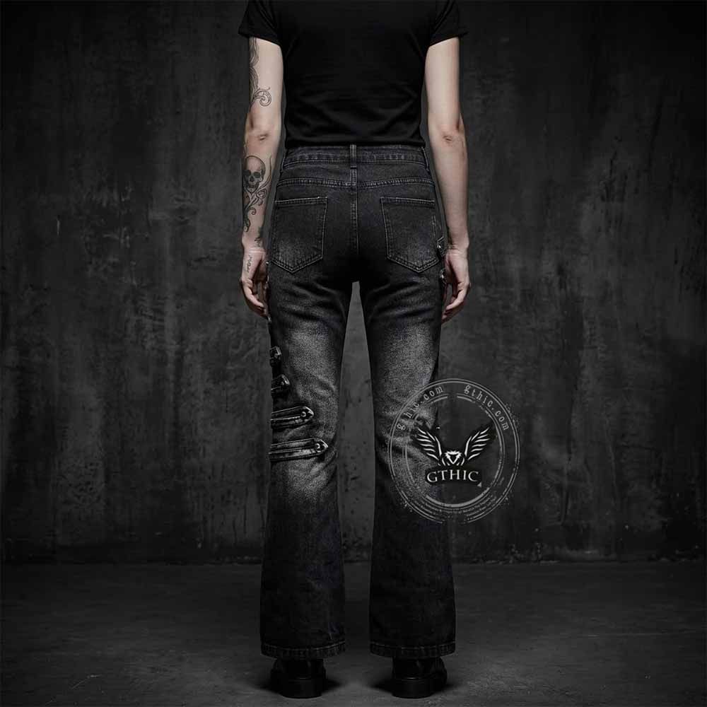 Black Bootcut Jeans with Metal Ring Details and Black Boots — Black Bootcut Jeans Outfits 2027