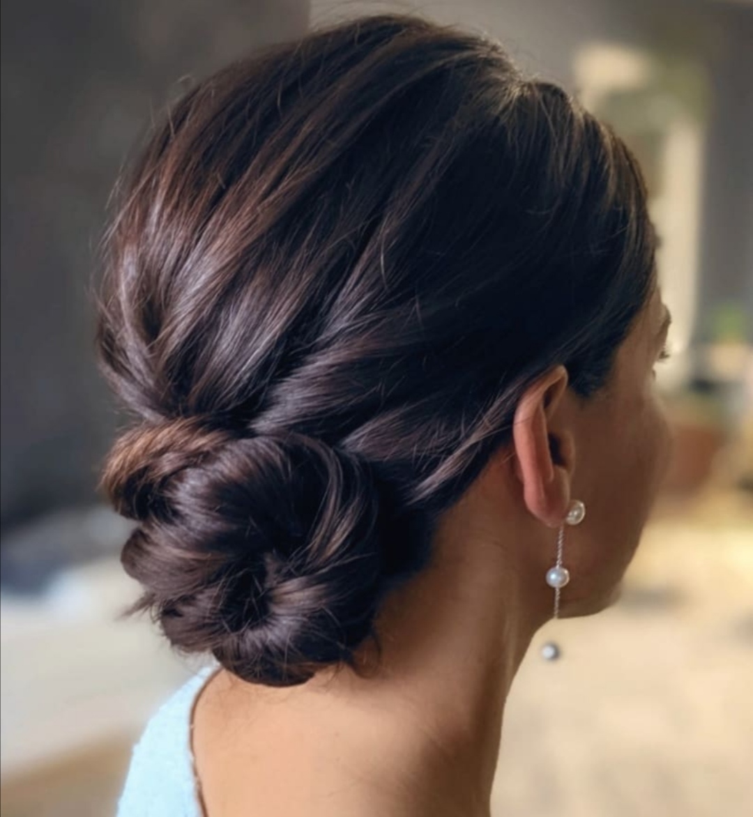 Shoulder Length Low Twisted Bun With Soft Waves — Wedding Updos 2027