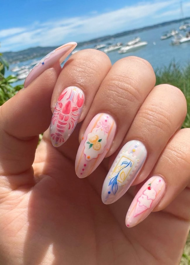 Lobster Lemons Gelato Bows Polka Dots Visual Idea Lobster Lemons Gelato Bows Polka Dots Visual Idea — Summer Nails 2027