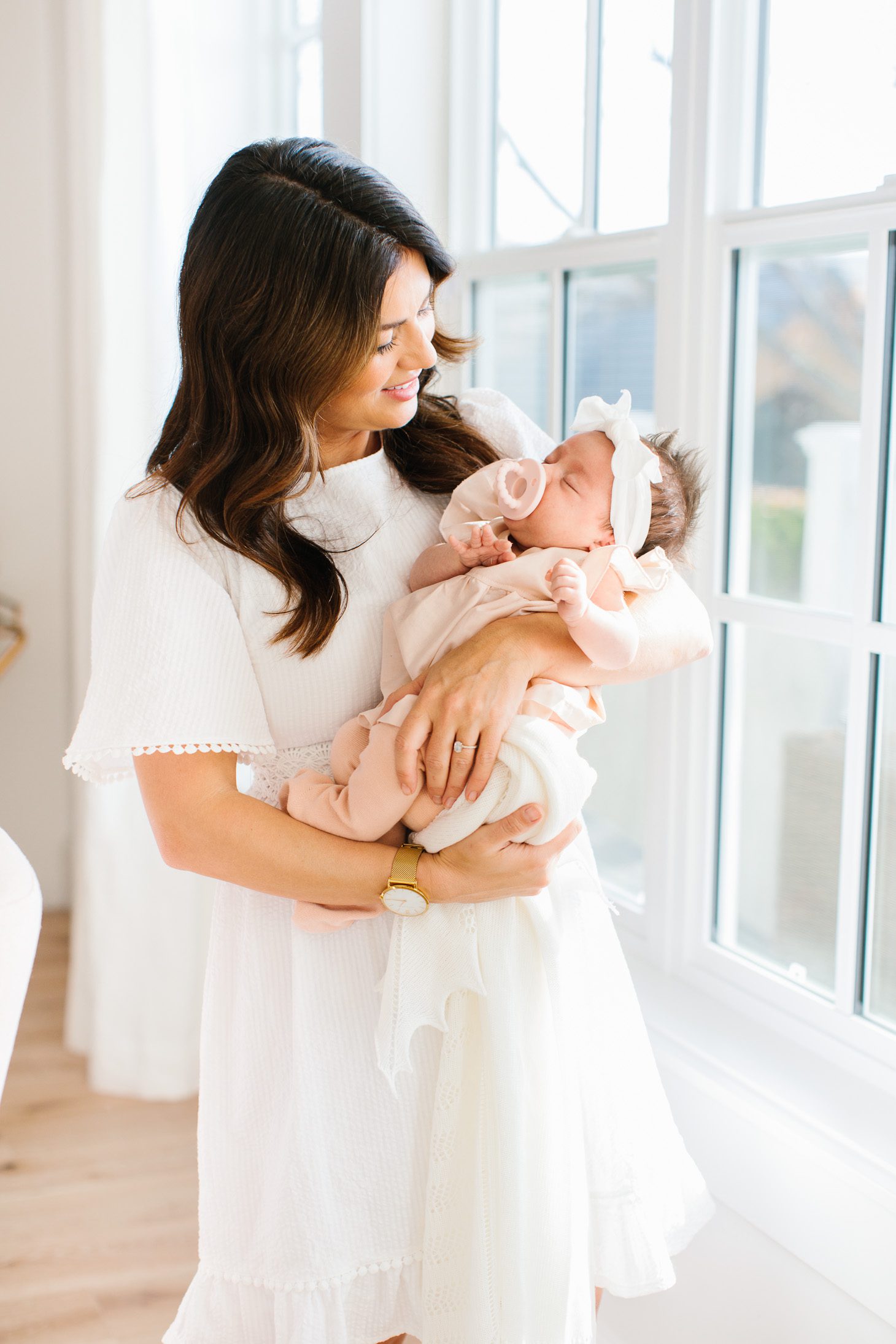 Textured White Dress for a Modern Sip and See — Sip and See Outfits 2027