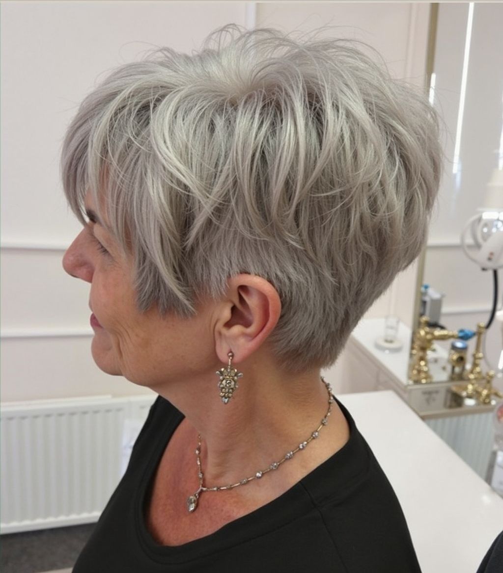 Ash Blonde Pixie With Layered Texture Ash Blonde Pixie With Layered Texture — Lowlights Pixie 2027