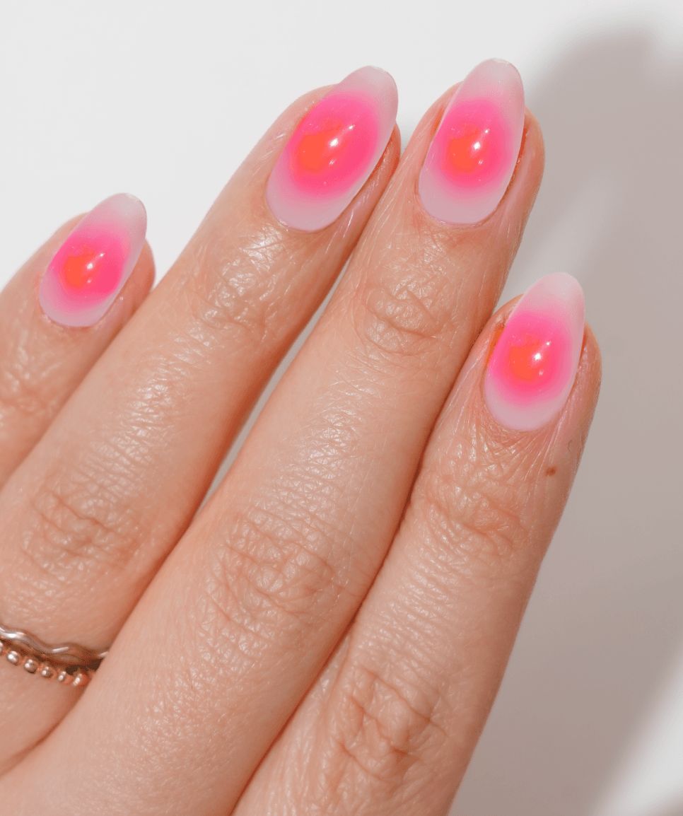 Neon Pink Orange Aura on Sheer Neon Pink Orange Aura on Sheer — Pearl Aura Nails 2027