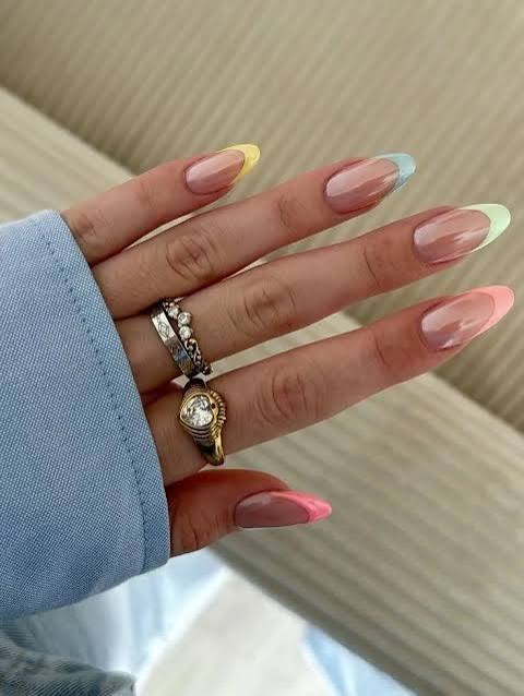 Multi-Colored Spring French Tips Multi-Colored Spring French Tips — Easter French Tip Nails 2027