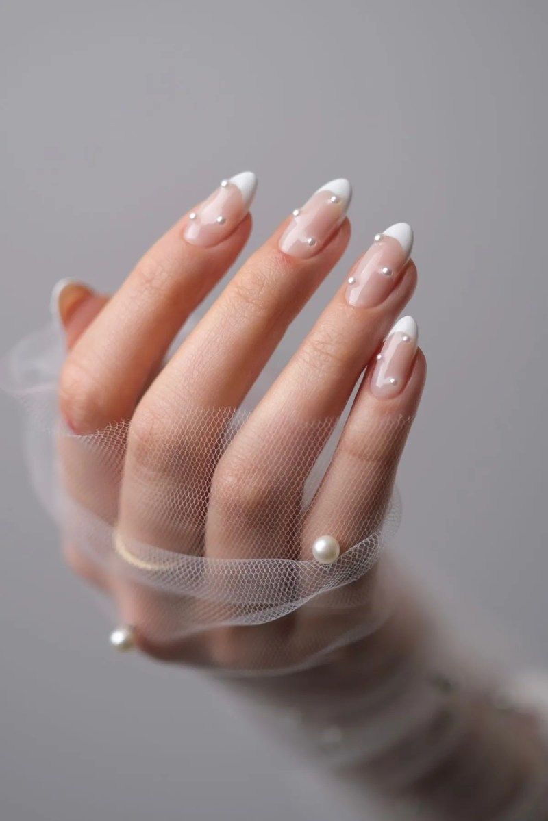 Pearls And French Tips On All Nails Visual Idea Pearls And French Tips On All Nails Visual Idea — Retail Nails 2027