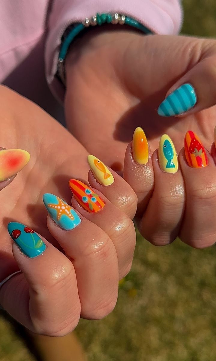 Whimsical Summer Motif Almond Nails Whimsical Summer Motif Almond Nails — Miami Nails 2027