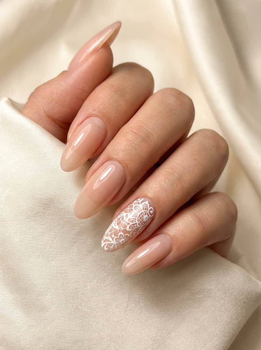 Sheer Nude Base With White French Tips Visual Idea — Floral Wedding Nails 2027