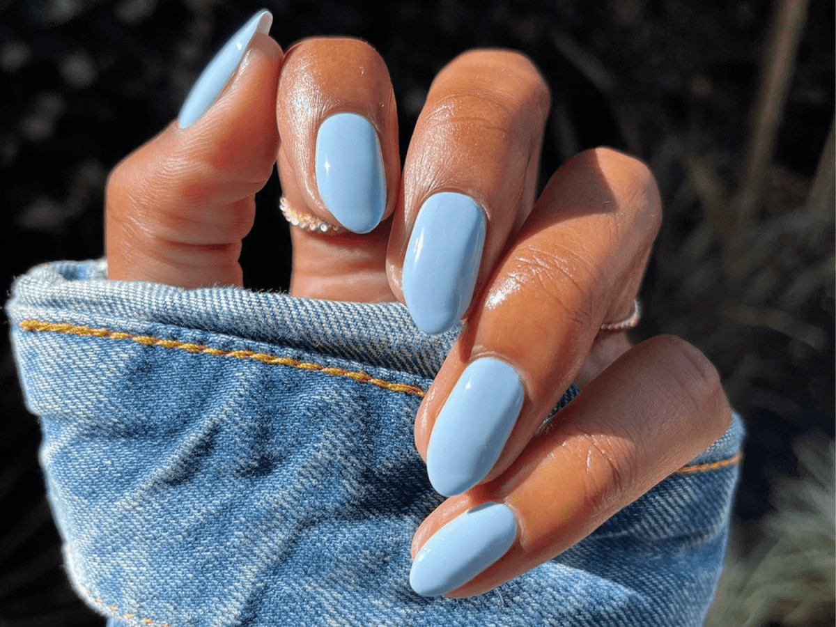 Opaque Light Blue Glossy Short Nails Opaque Light Blue Glossy Short Nails — Practical Mom Nails 2027