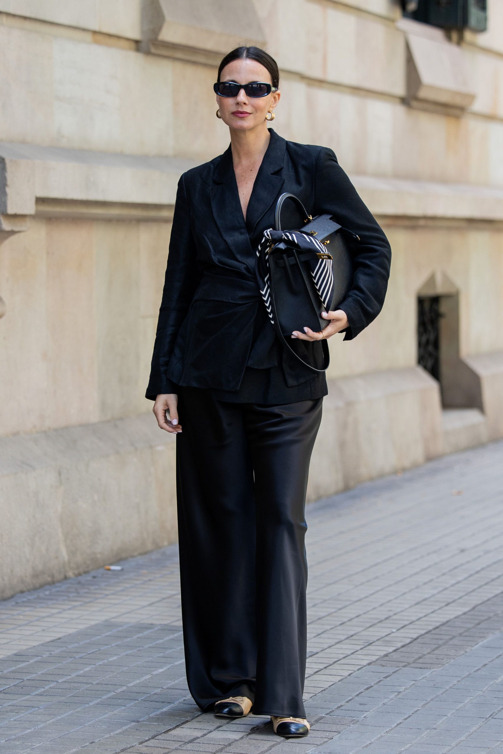 Sophisticated Monochrome: Black Trousers with Structured Blazer Sophisticated Monochrome: Black Trousers with Structured Blazer — Black Jeans Outfits 2027