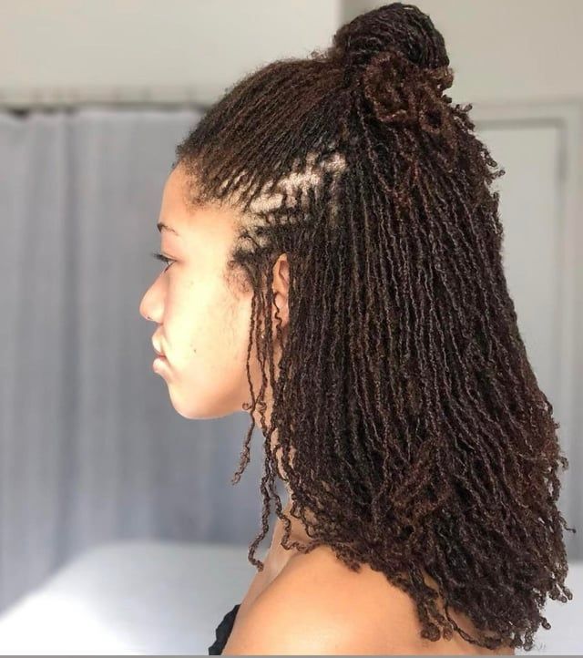 Half Up Bun With Crown Braids Half Up Bun With Crown Braids — Microlocs Locs 2027