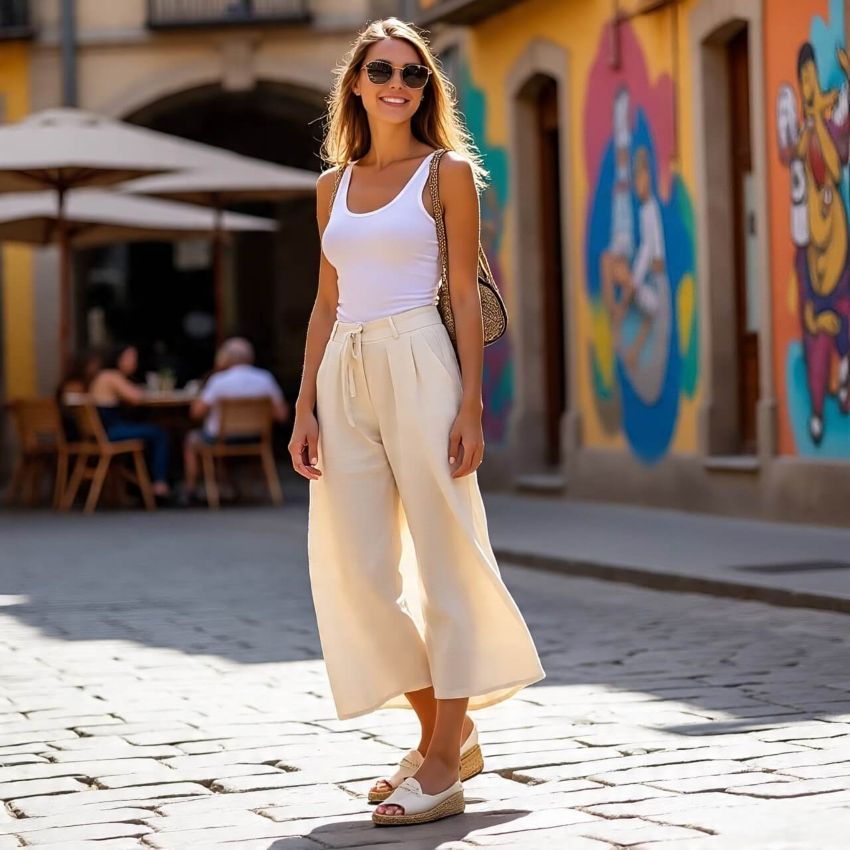 Wide-Leg Linen Pants for Comfortable European Daytime Travel — Summer Europe Outfits 2027