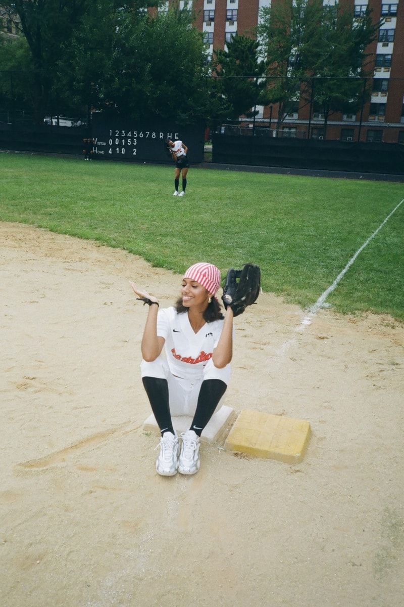 White Jersey with Black Knee-High Socks and Bandana White Jersey with Black Knee-High Socks and Bandana — Softball Outfits for Women 2027