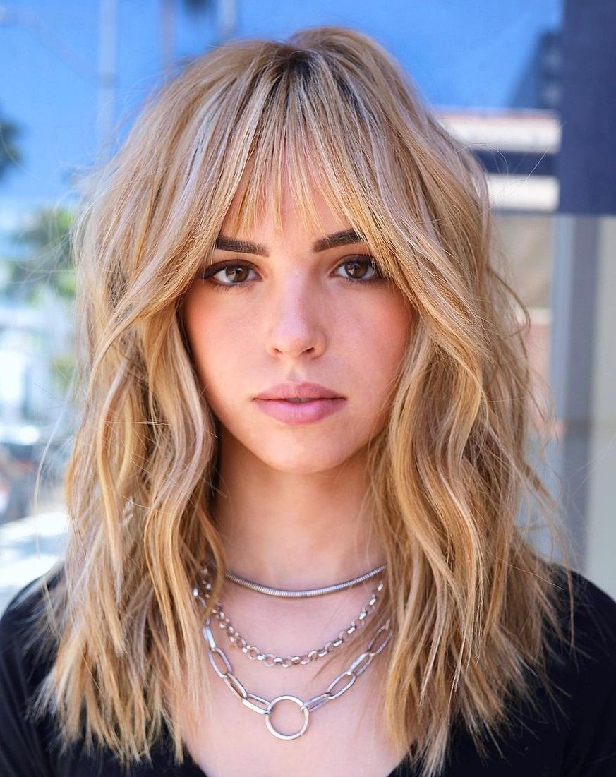 Honey Blonde With Highlights Collarbone Honey Blonde Shag — Evolved Shag 2027
