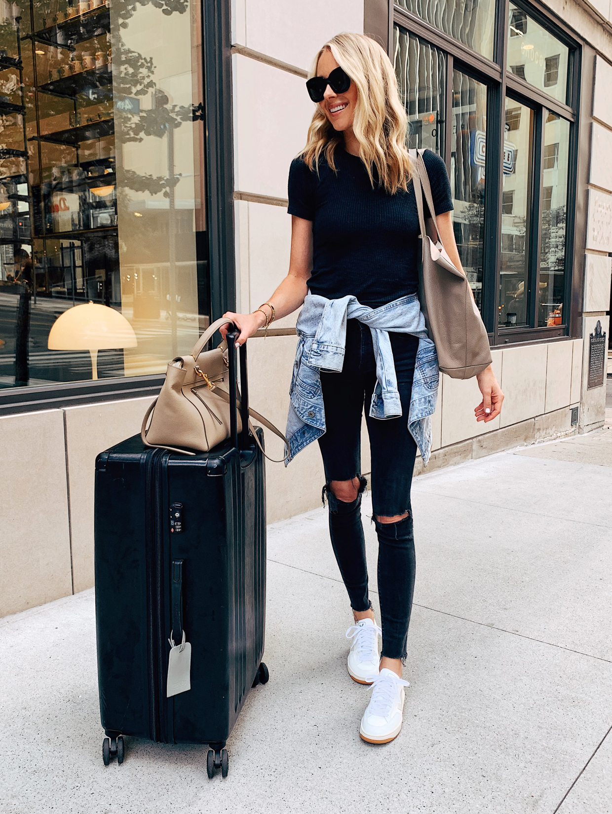 Ripped Jeans and Denim Shirt for Travel Style Ripped Jeans and Denim Shirt for Travel Style — Nashville Outfits 2027