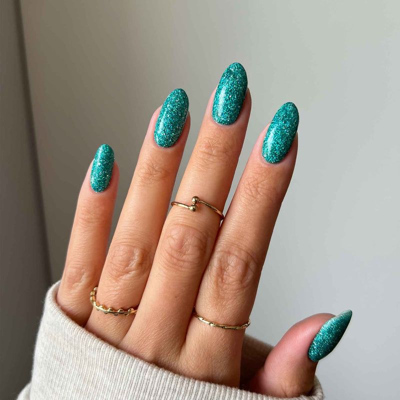 Dense Turquoise Glitter Explosion Nails — Turquoise Nails 2027