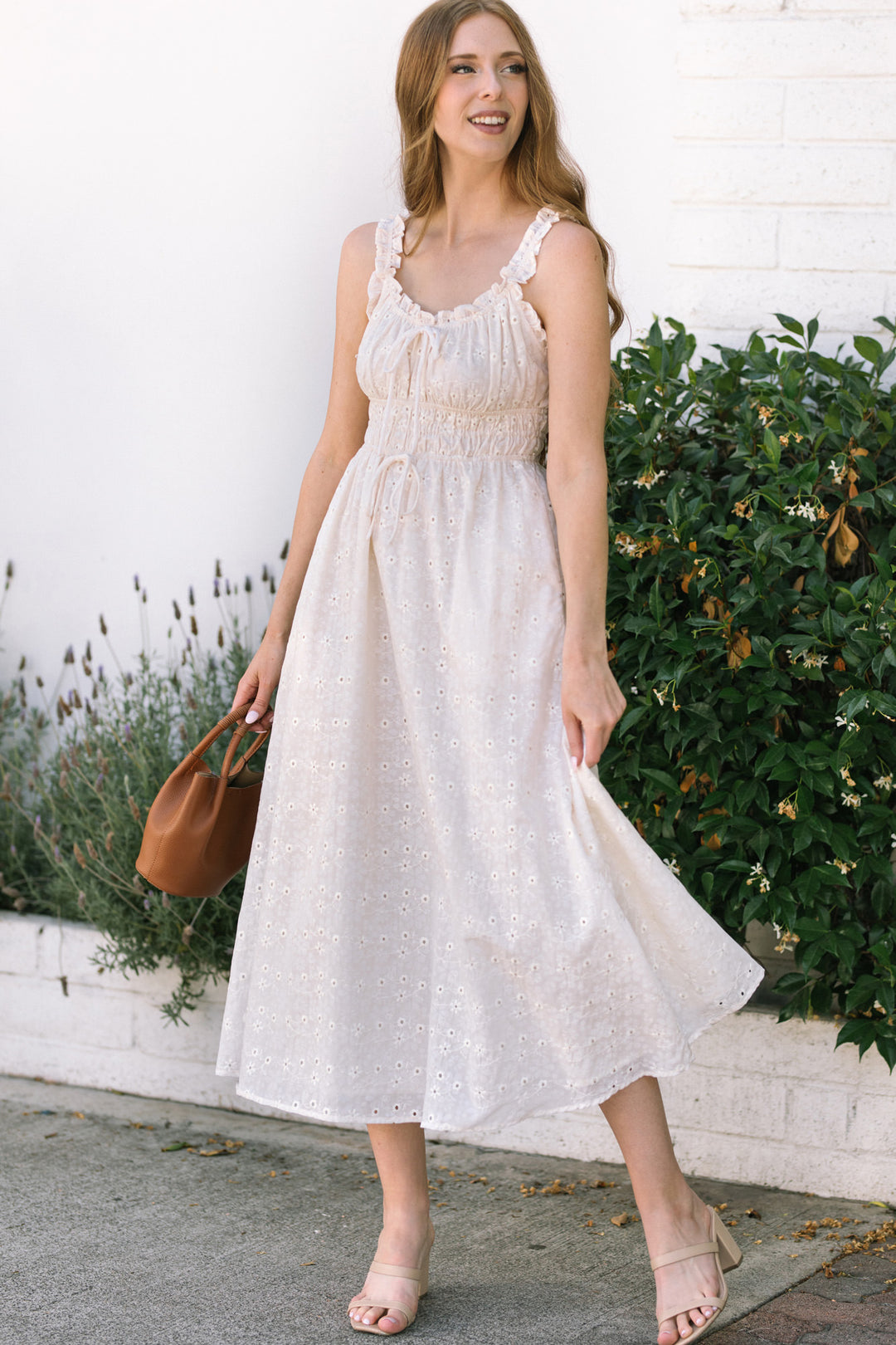 Ivory Broderie Anglaise Midi Dress with Smocked Bodice — Easter Dresses 2027