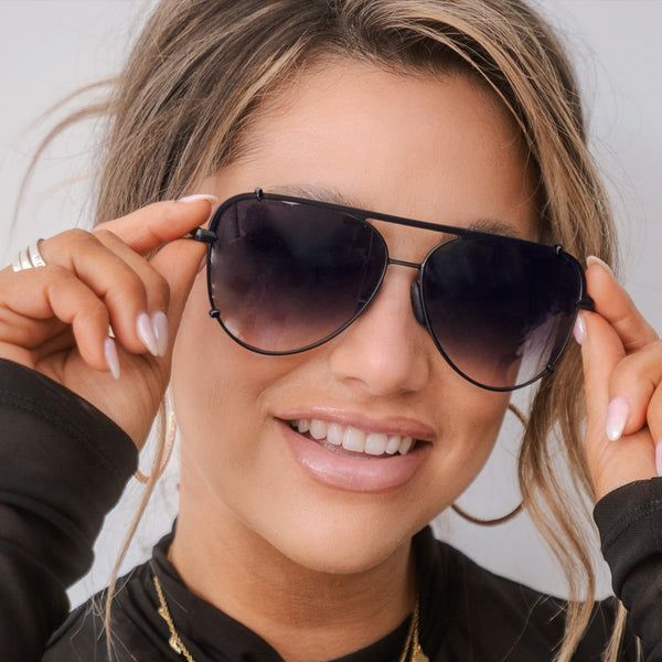 Gradient Lenses with Mesh Sleeves and Gold Hoops — Aviator Sunglasses for Women 2027