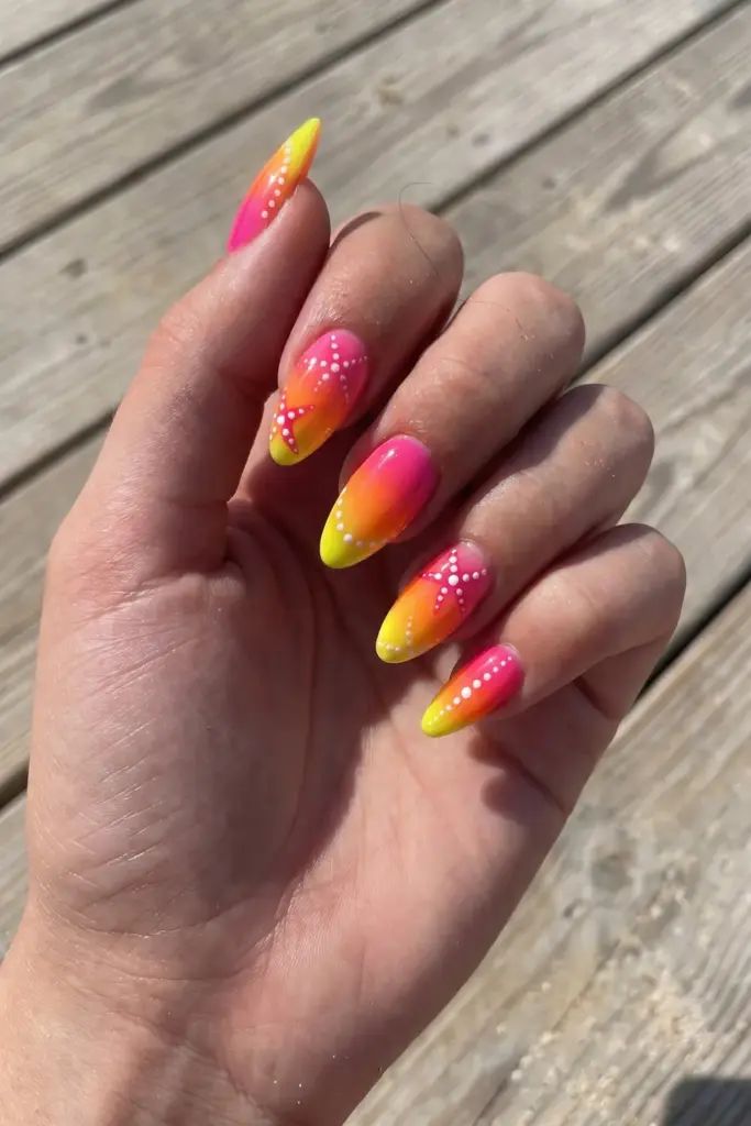 Starfish Motif On Accent Nails Visual Idea Starfish Motif On Accent Nails Visual Idea — Neon Ombre Nails 2027