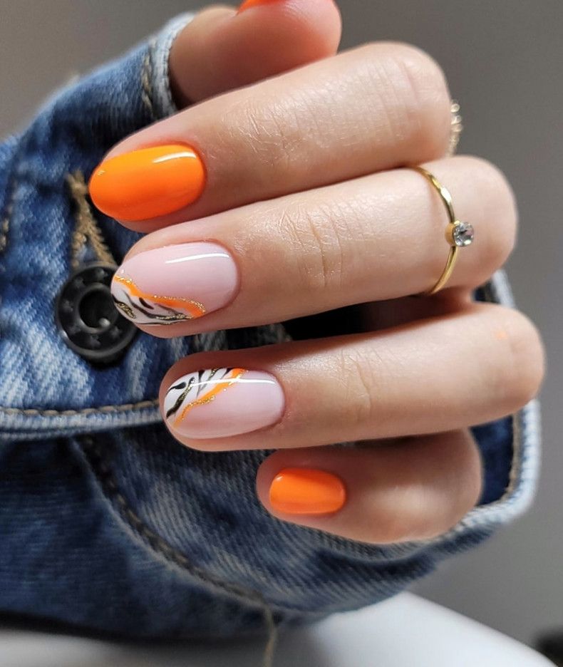Abstract Lines And Dots Visual Idea Abstract Lines And Dots Visual Idea — Orange Summer Nails 2027