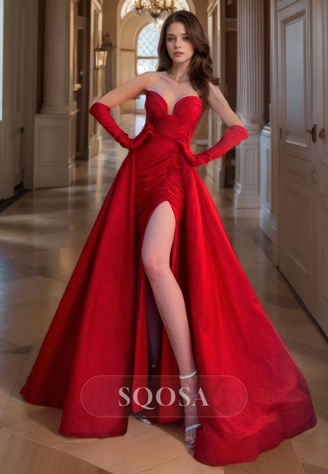 Satin Glitter Outfit Idea Satin Glitter Outfit Idea — Prom Dress 2027 with Gloves