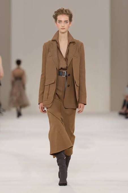 Coordinated Brown Suit with Structured Blazer and A-Line Skirt Coordinated Brown Suit with Structured Blazer and A-Line Skirt — Brown Outfits 2027