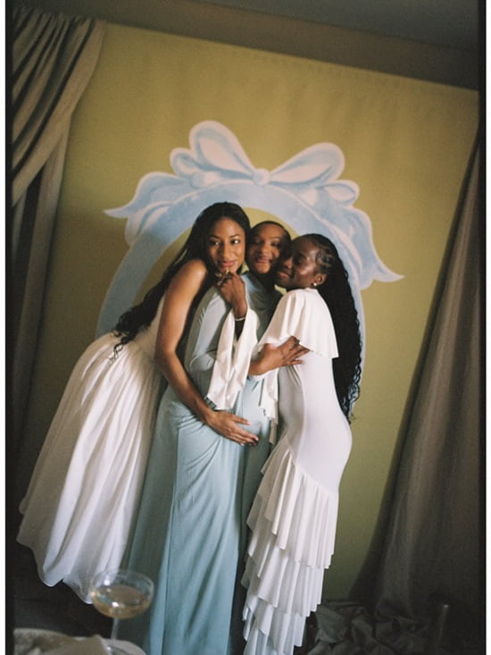 Light Blue Wrap Dress with Layered Ruffled Skirt — Baby Shower Outfits 2027