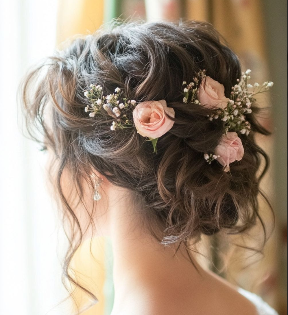 High Bun with Floral Arrangement High Bun with Floral Arrangement — Bun Hairstyles 2027