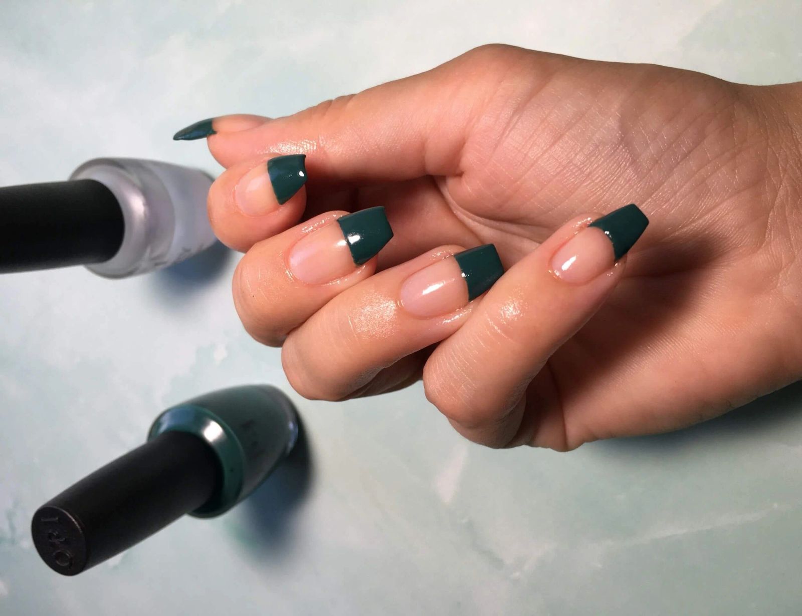 Deep Teal French Tips On All Nails Visual Idea — Teal Nails 2027