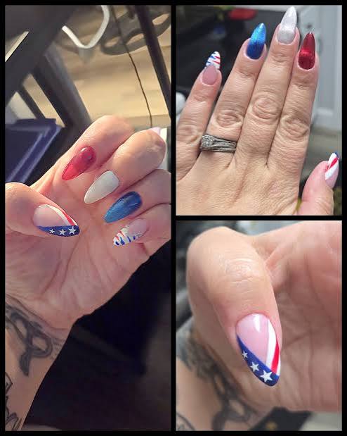 Medium Almond Stripes and Stars Medium Almond Stripes and Stars — Memorial Day Nails 2027