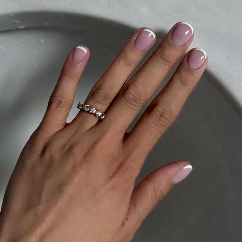 Sheer Nude Base With White Tips Visual Idea Sheer Nude Base With White Tips Visual Idea — Micro French Nails 2027