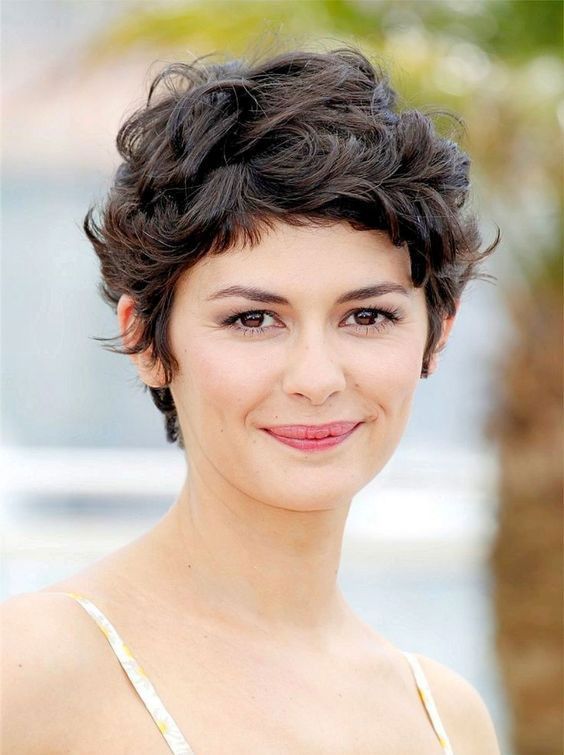Ear Dark Brown Pixie With Tousled Curls Ear Dark Brown Pixie With Tousled Curls — Pixie 2027 for Curly Hair