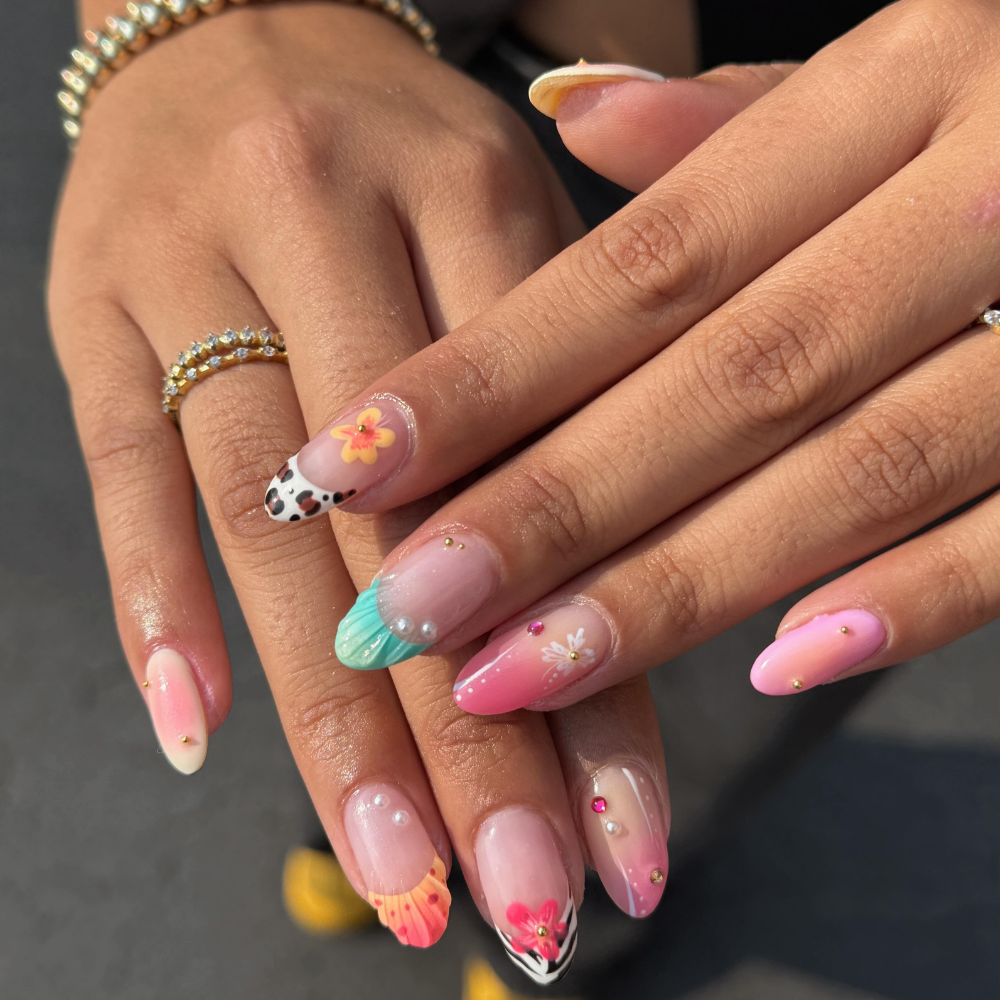 Summer Mixed Media Almond Nails — Almond Nails 2027