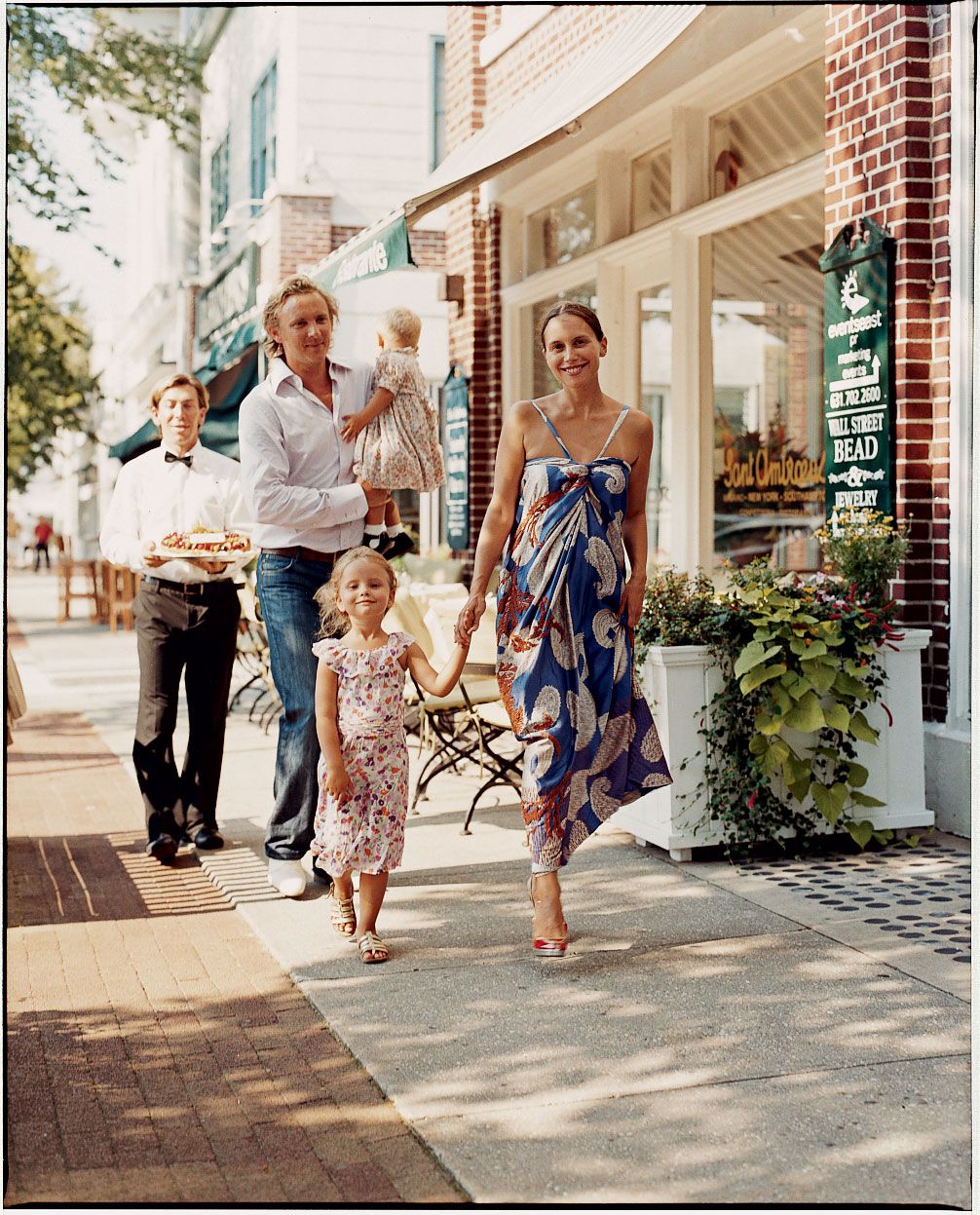 Vibrant Pattern Play: Blue and White Maxi with Orange Accents — Mothers Day Brunch Outfits 2027