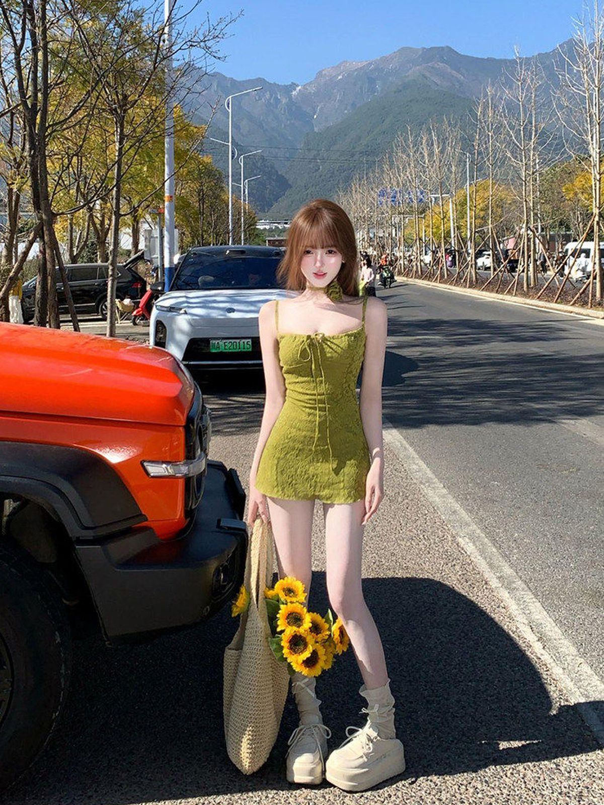 Playful Textures in a Moss Green Knit Mini Dress Playful Textures in a Moss Green Knit Mini Dress — Moss Green Outfits 2027