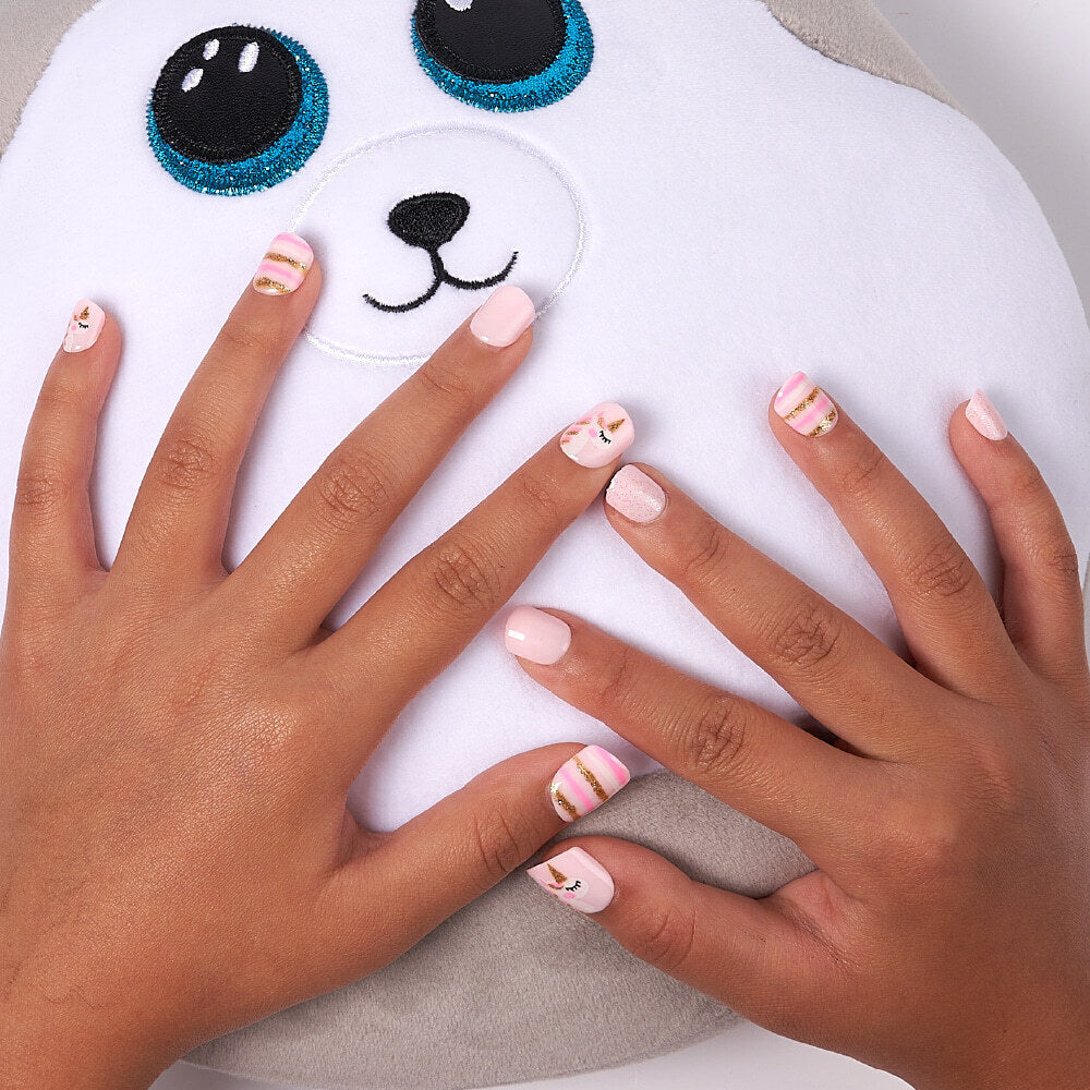Unicorn Gold Stripes Nails — Nails 2027 for Kids