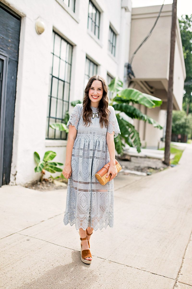 Light Blue Crochet Lace Midi Dress Light Blue Crochet Lace Midi Dress — Bridal Shower Dress 2027 for Guest